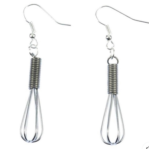 Artisan Boutique Jewelry - Unique Cooks Kitchen Whisk Dangle Pierced Earring